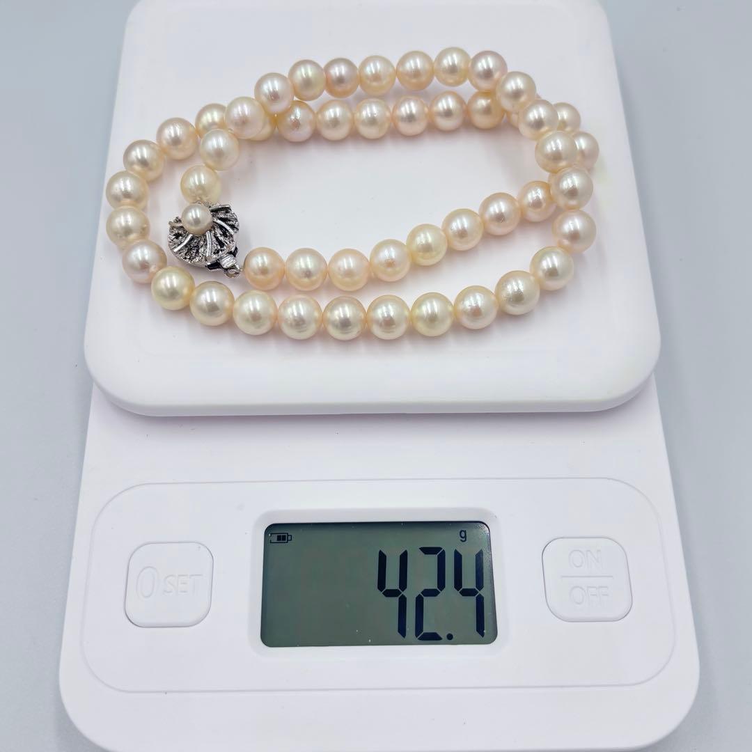 艶良✨干渉色◯ 大珠8.5mmあこや本真珠 パールネックレス　冠婚葬祭　SV刻印