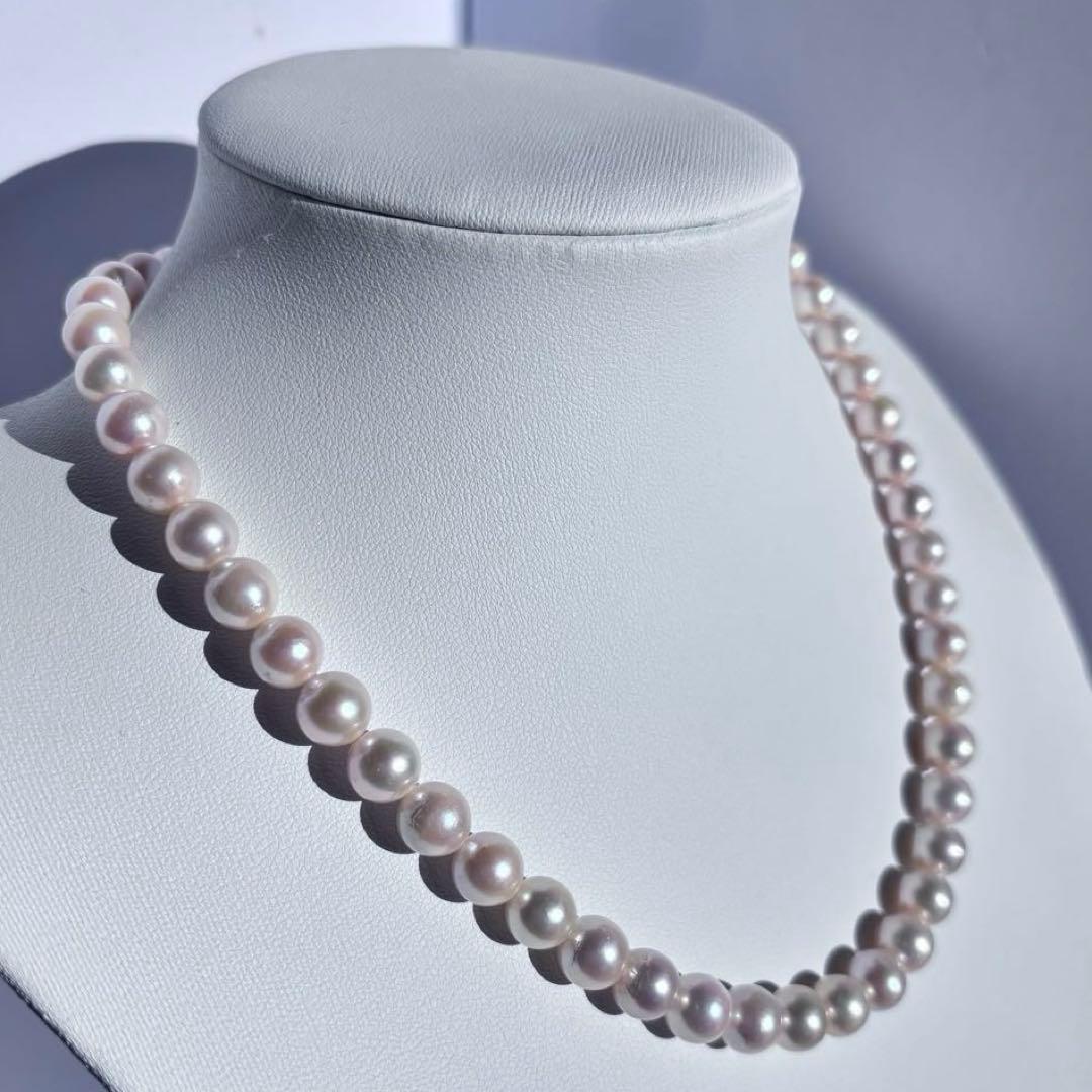 艶良✨干渉色◯ 大珠8.5mmあこや本真珠 パールネックレス　冠婚葬祭　SV刻印