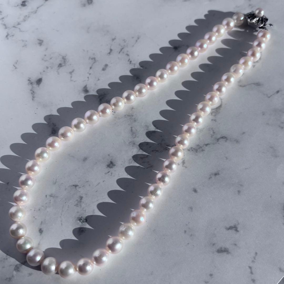 艶良✨干渉色◯ 大珠8.5mmあこや本真珠 パールネックレス　冠婚葬祭　SV刻印