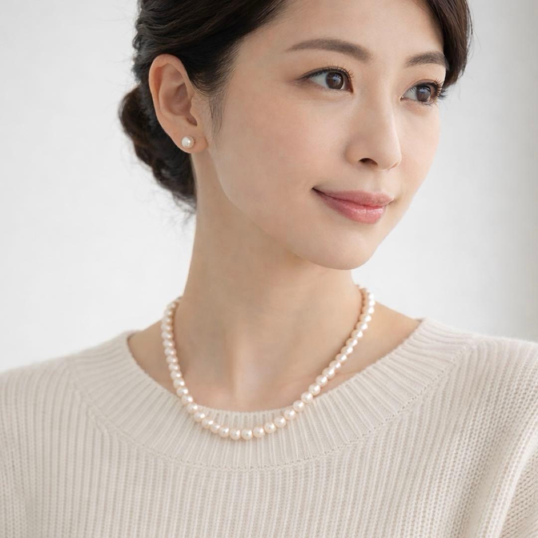 艶良✨干渉色◯ 大珠8.5mmあこや本真珠 パールネックレス　冠婚葬祭　SV刻印