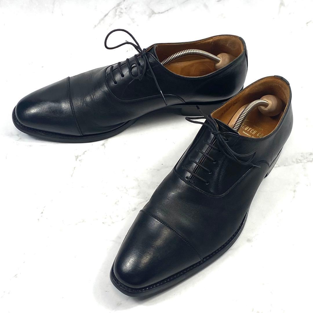スコッチグレイン ストレートチップ ビジネスシューズ 黒 レザー 26.5
