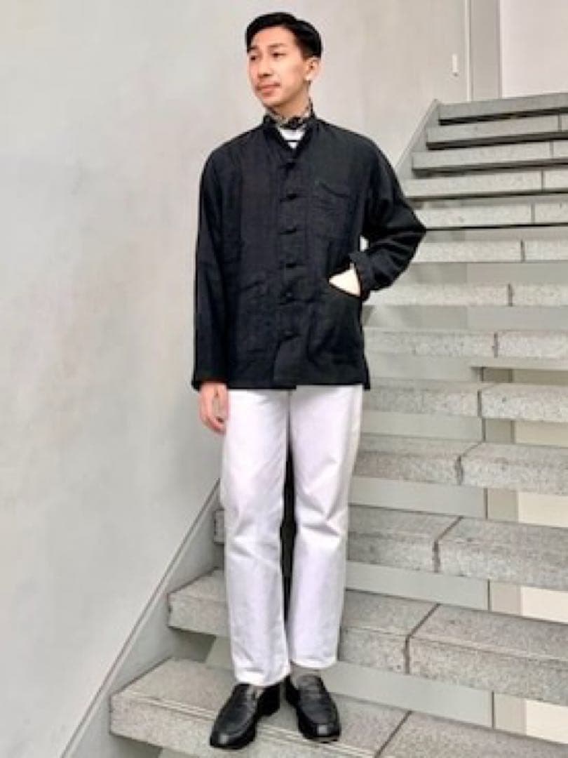 ■AUBERGE BEAMS別注 ウールコットン チャイナジャケット ブラック