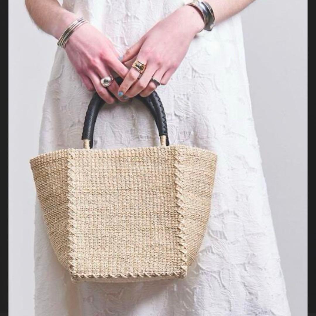 【美品】 UNITED ARROWS ポーチ付きスクエアトートバッグ　かごバッグ