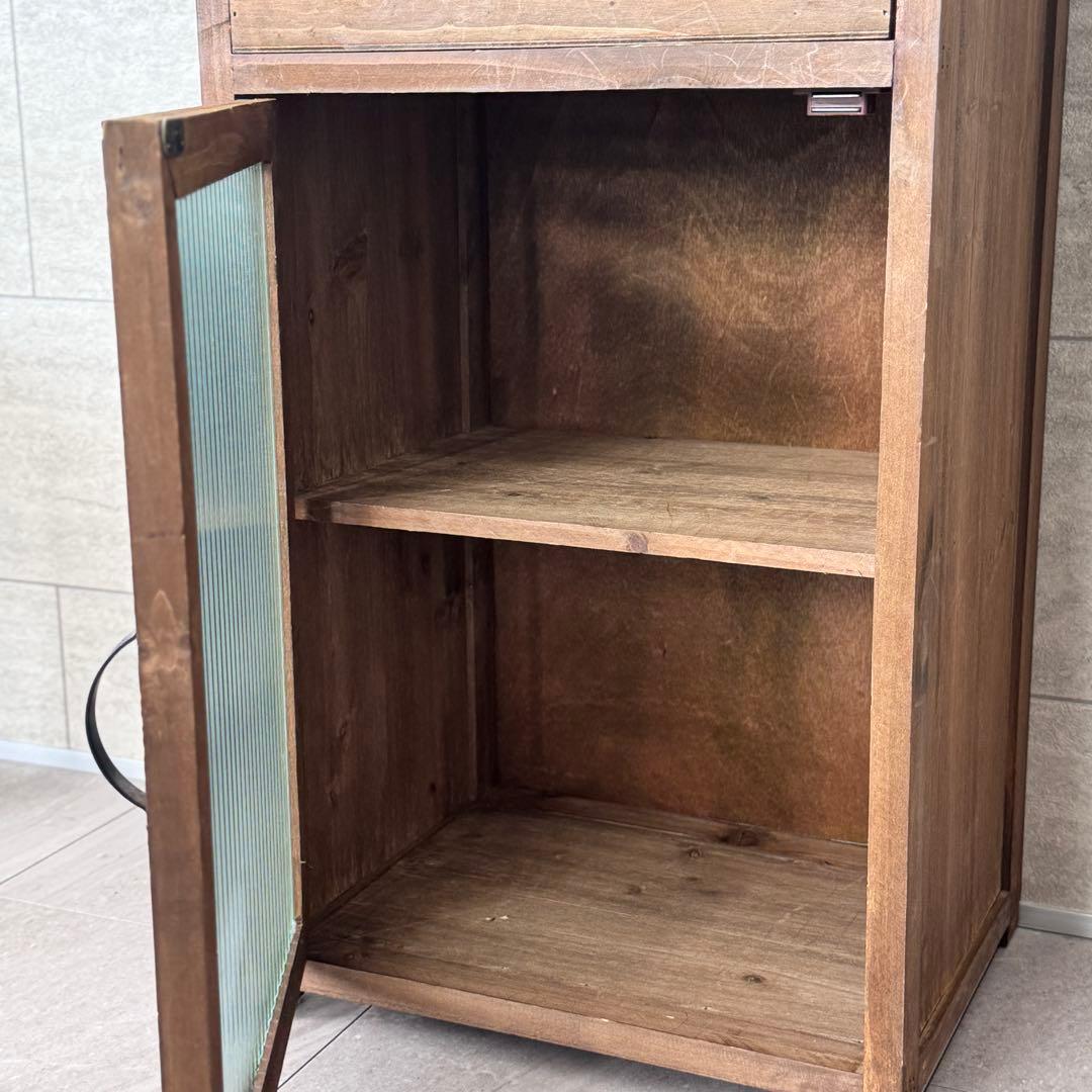 木製ヴィンテージスタイルガラスキャビネット
