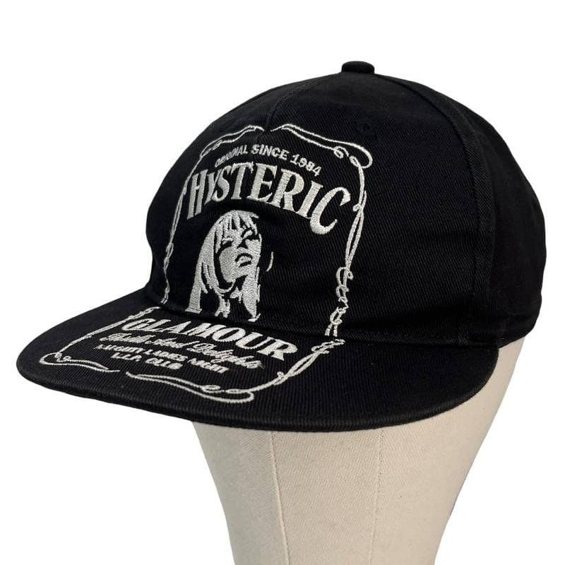 4648 ヒステリックグラマー キャップ WHISKY刺繍 ガール ブラック