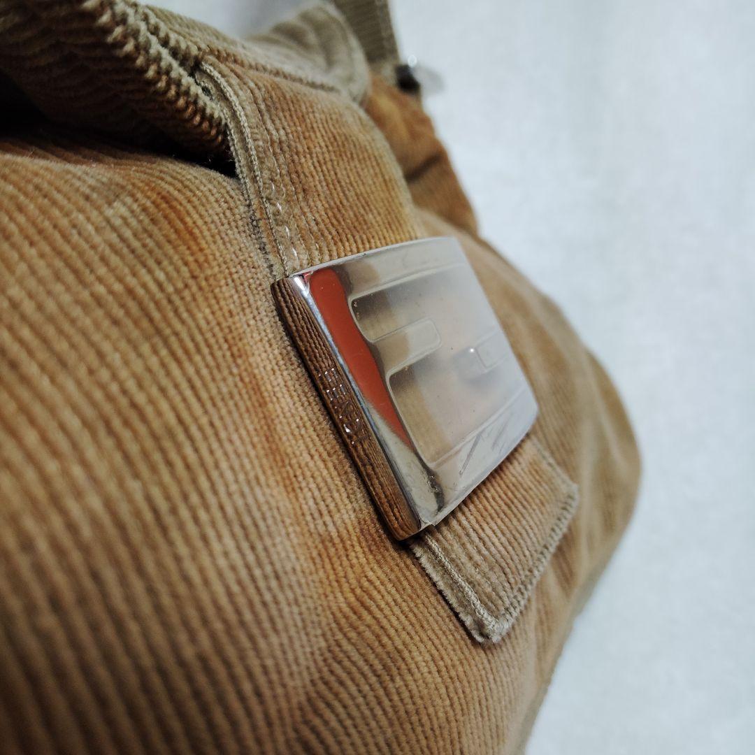 フェンディ　マンマバケット　ワンショルダーバッグ　コーデュロイ　ベージュ　訳あり