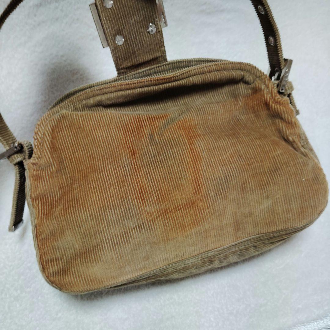 フェンディ　マンマバケット　ワンショルダーバッグ　コーデュロイ　ベージュ　訳あり