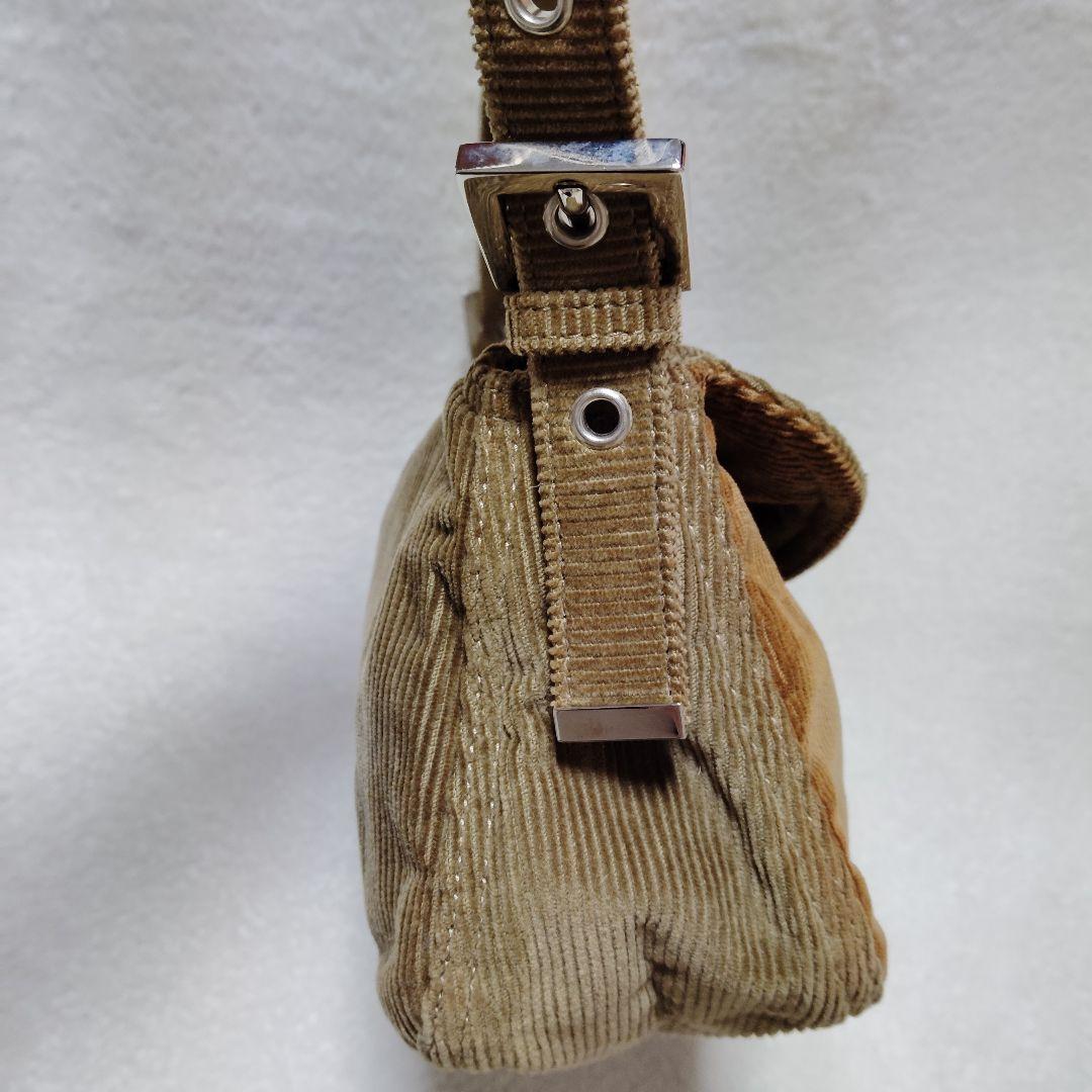 フェンディ　マンマバケット　ワンショルダーバッグ　コーデュロイ　ベージュ　訳あり