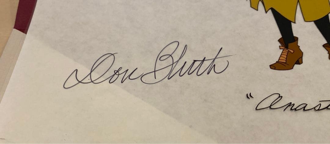 限定版サイン入りディズニーアナスタシア　セルアニメーション原画シリアルナンバー付