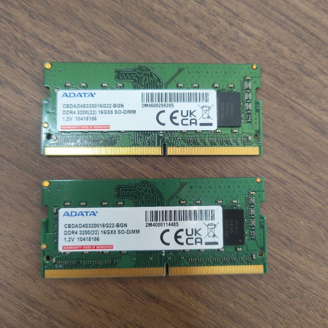ADATA DDR4 3200 16GB SO-DIMM メモリ ×２