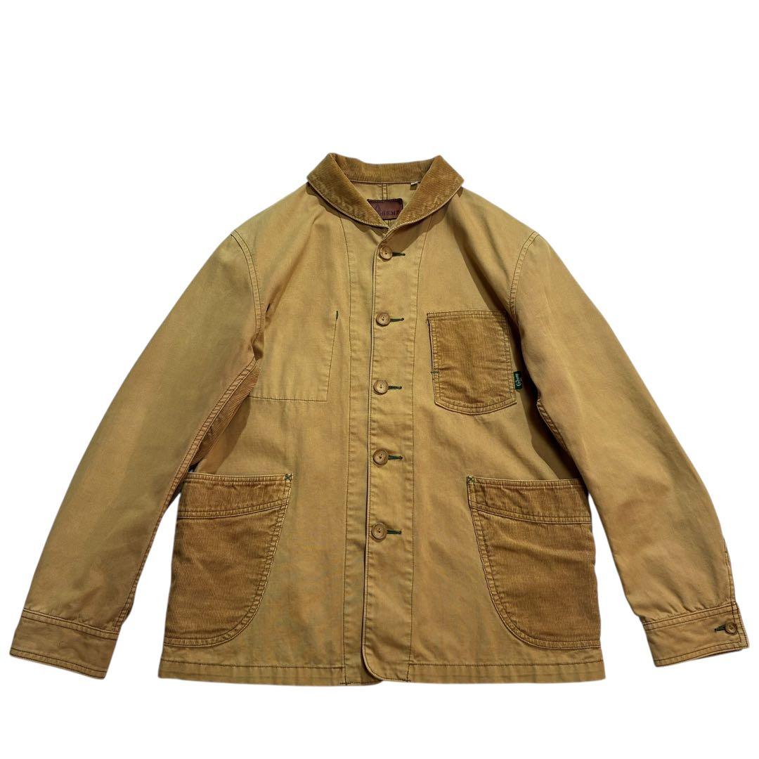 Go hemp ショールカラー カバーオール M 茶色 コーデュロイ ブラウン