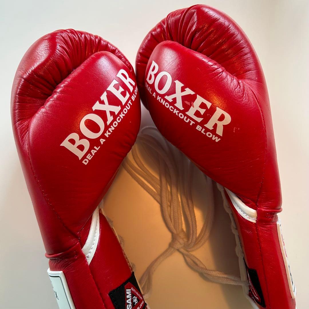 ISAMI BOXER ボクシンググローブ 10oz 紐式　赤