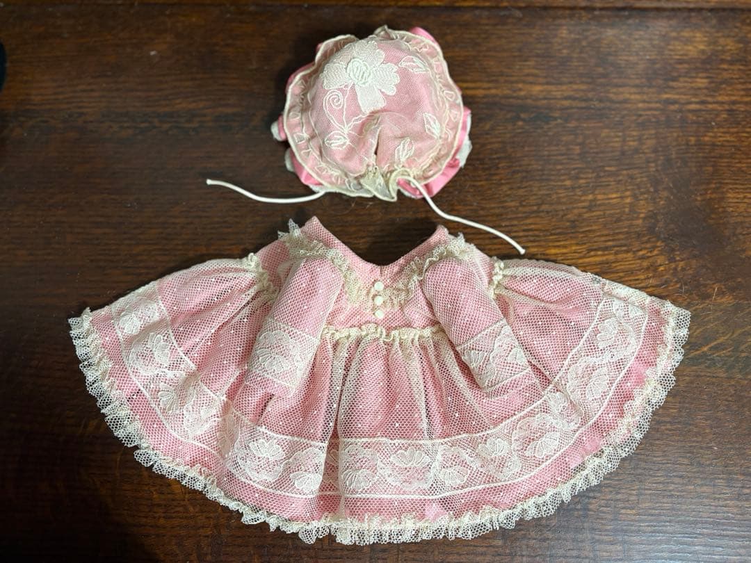 アンティークドール ビスクドール ドレス ボネ レース ドイリー
