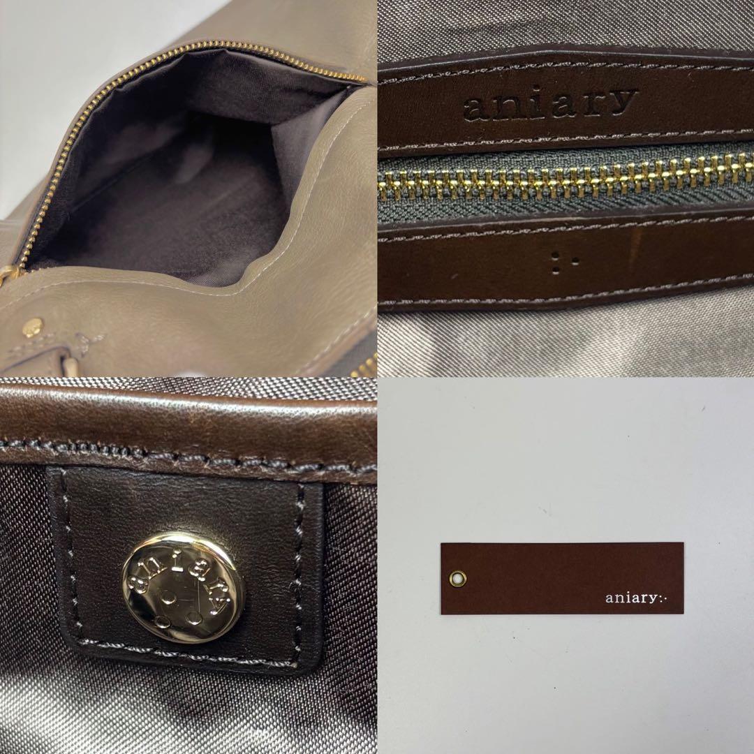 aniary アニアリ ボストンバッグ レザー 大容量 タグ チャーム