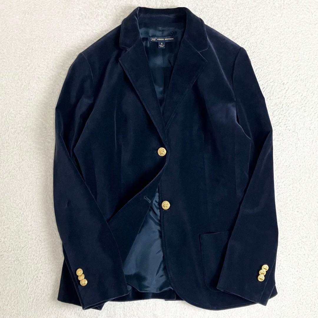 ブルックスブラザーズ　ベロアテーラードジャケット　紺ブレ　金ボタン　サイズ4
