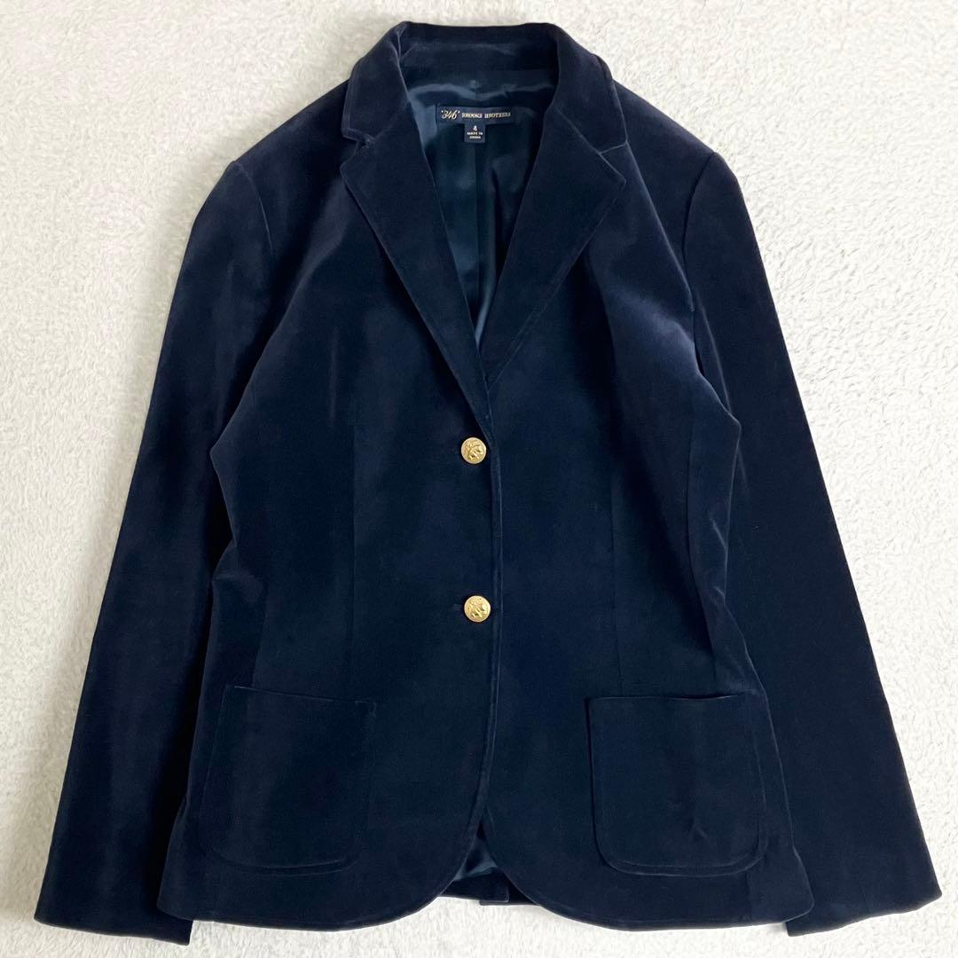 ブルックスブラザーズ　ベロアテーラードジャケット　紺ブレ　金ボタン　サイズ4