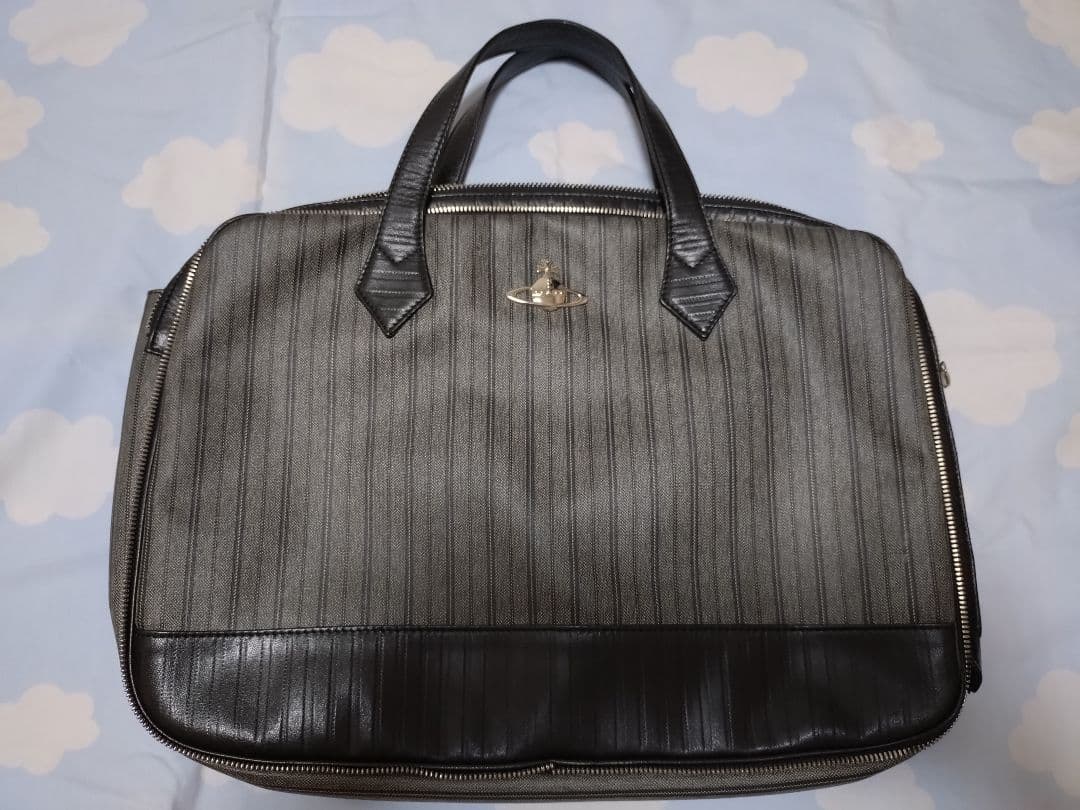 ヴィヴィアン ウエストウッド　ビジネスバッグ グレー ストライプ