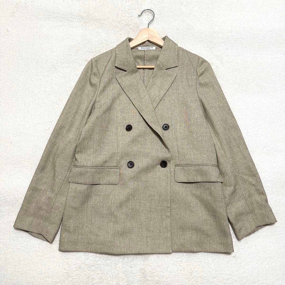 25SS BEAUTY&YOUTH リネンライク ダブルジャケット ベージュ S