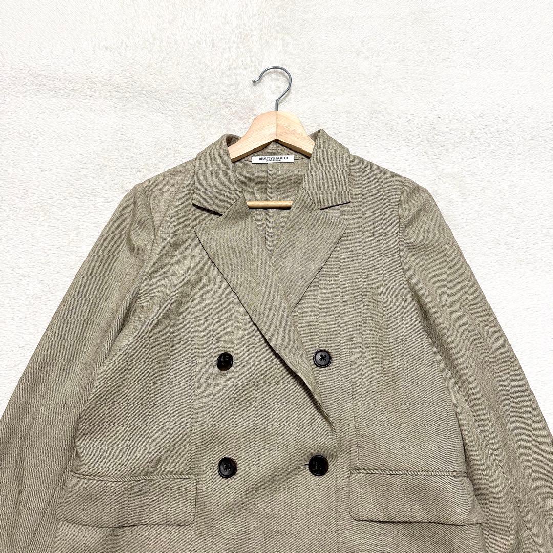 25SS BEAUTY&YOUTH リネンライク ダブルジャケット ベージュ S