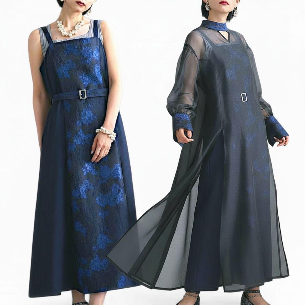 る*い様 完売品✨マルチWAYラメジャガードジャンスカ&シアーワンピースセットオ