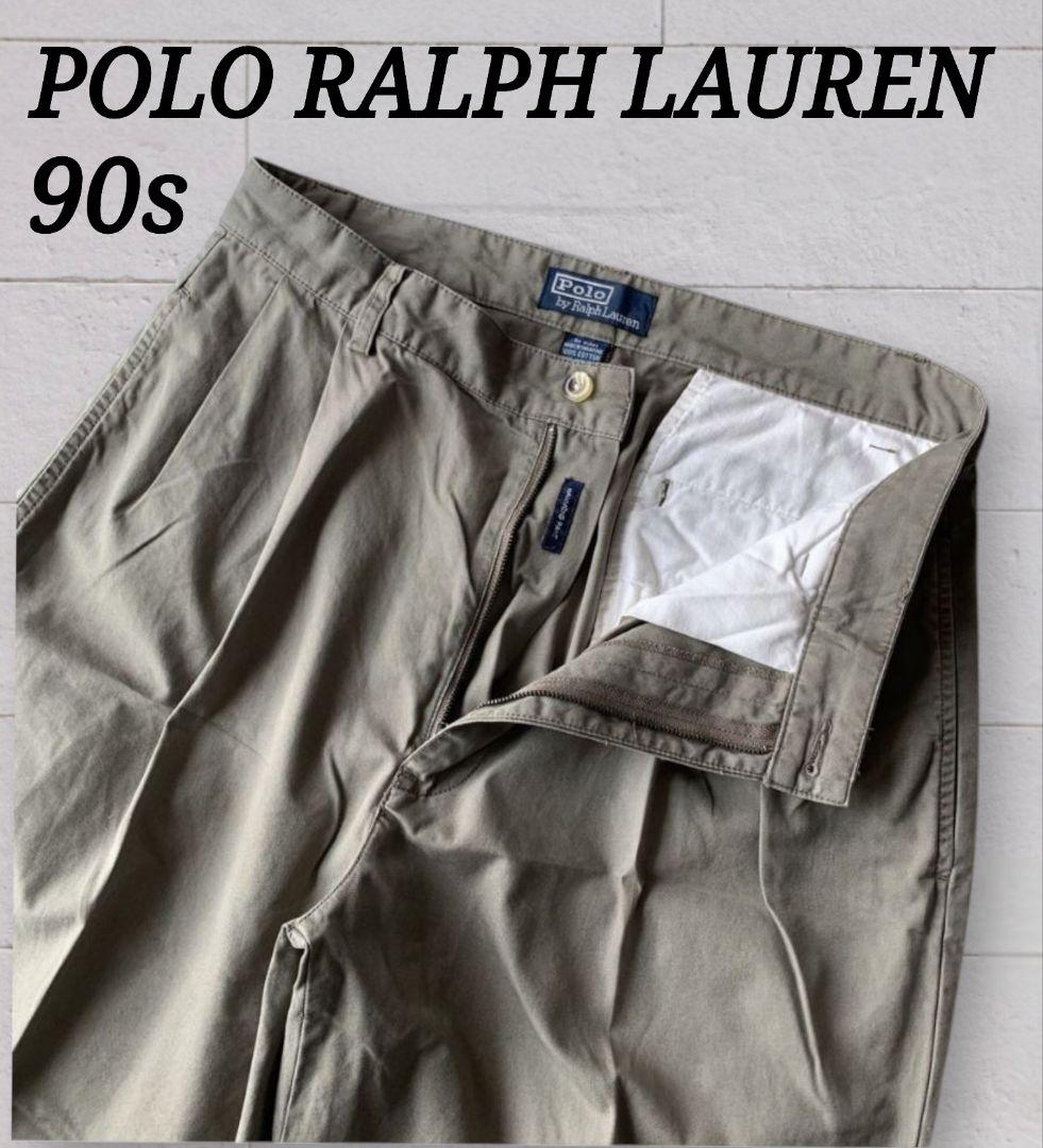 レアカラー！ 90s ラルフローレン ツータック パンツ チノパン ハモンド