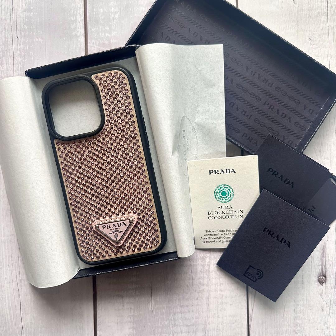 PRADA ラインストーン ピンク iPhone 14pro ケース