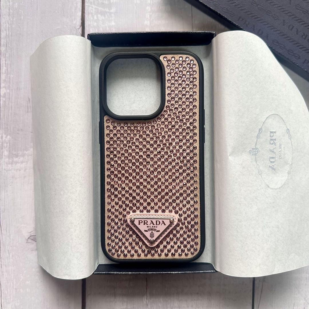 PRADA ラインストーン ピンク iPhone 14pro ケース
