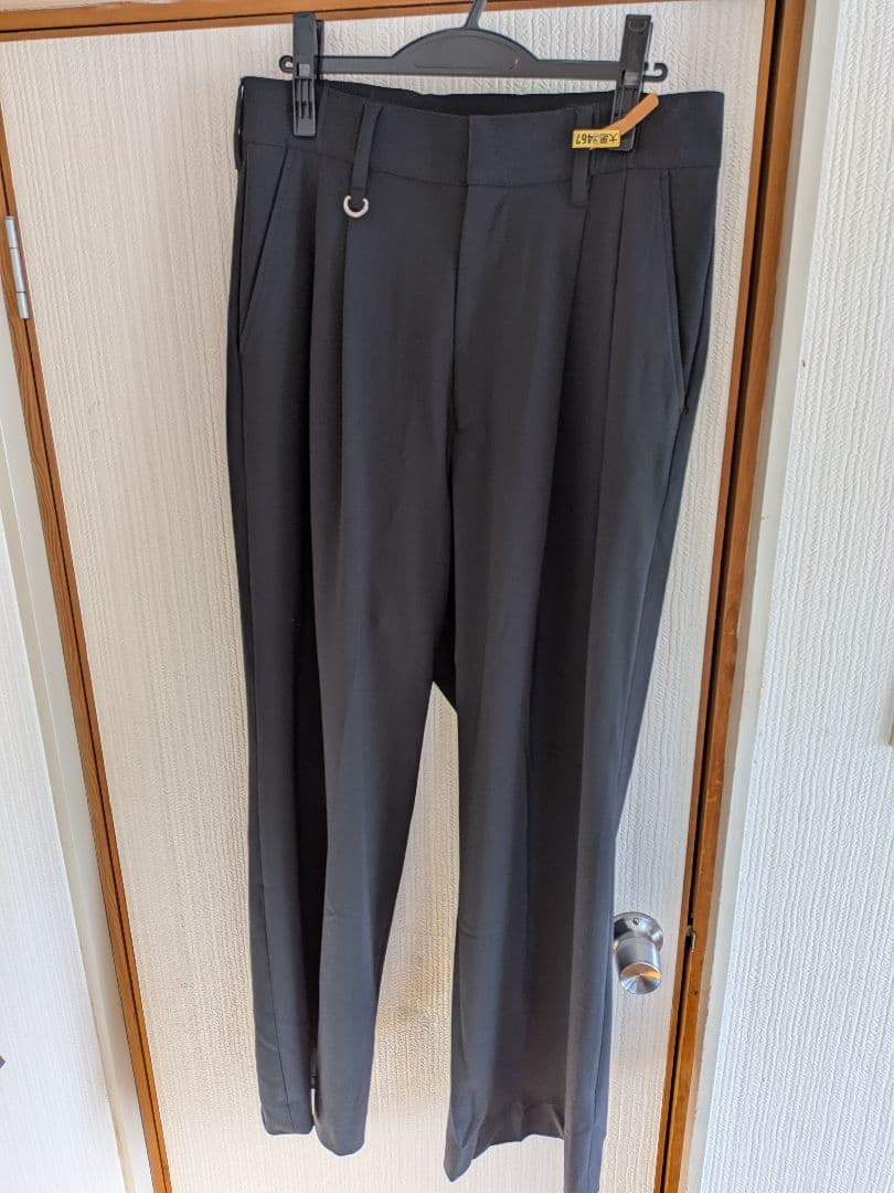 MBハイエンド尾州ウールハイウエストワイドスラックス　ブラック　Mサイズ