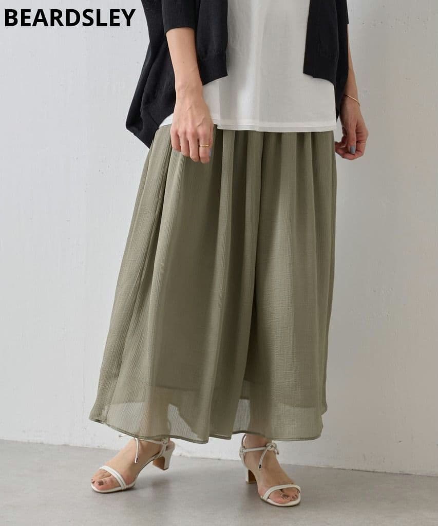 BEARDSLEY ビアズリー シフォンギャザーパンツ カーキ サイズ1