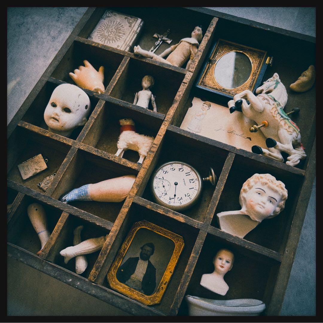 オールドヴィンテージ　 木製プリンタートレイ 飾り棚