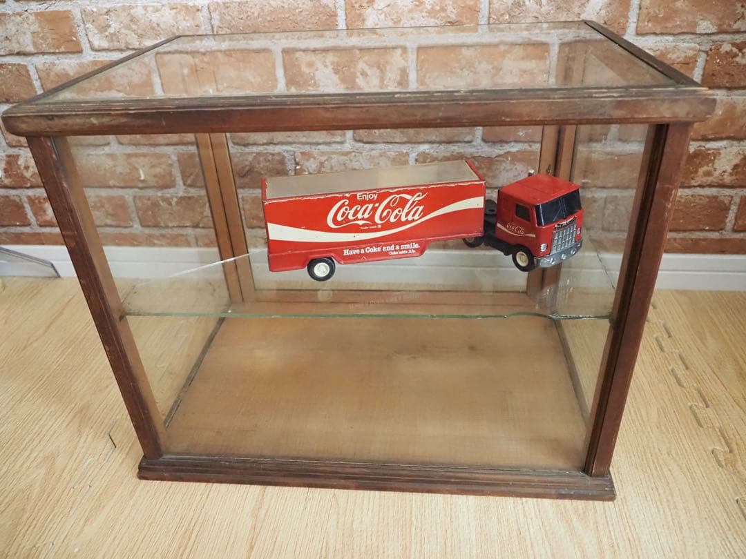 ビンテージ古い木製 ガラスケース 2段 卓上ショーケース レトロ昭和