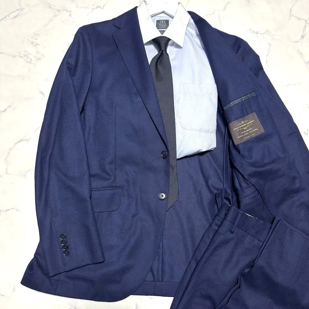 未使用級美品　ユナイテッドアローズ　カノニコ生地　ネイビースーツ　サキソニー　紺