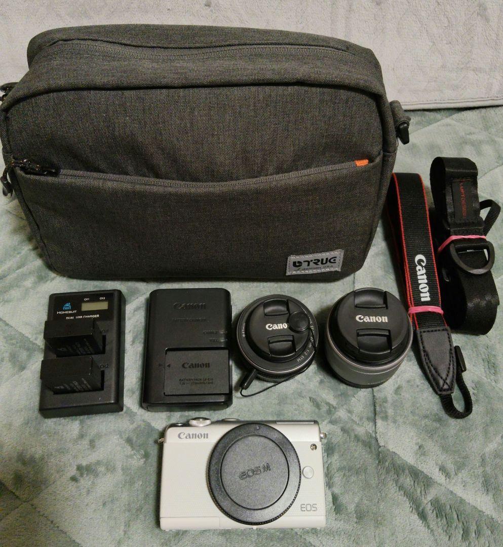 Canon Eos m100 ミラーレスホワイト　レンズ２本付き