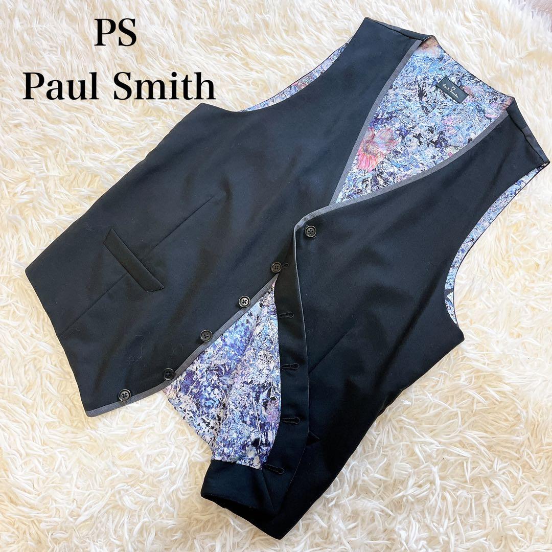 美品✨PSポールスミス 裏地花柄 ウールサテンベスト XLサイズ　パイピング