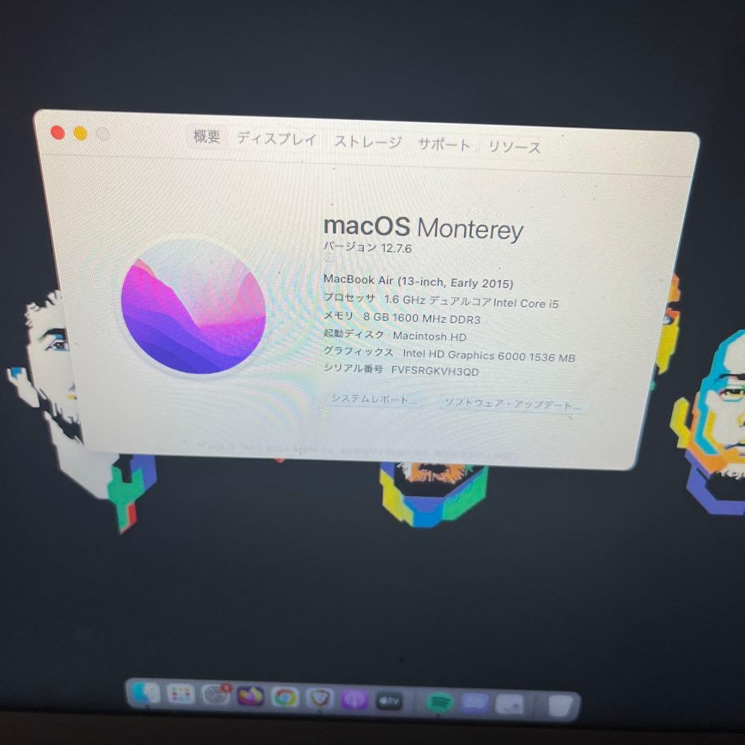 MacBook本体 mac book air 13-inch, eary2015