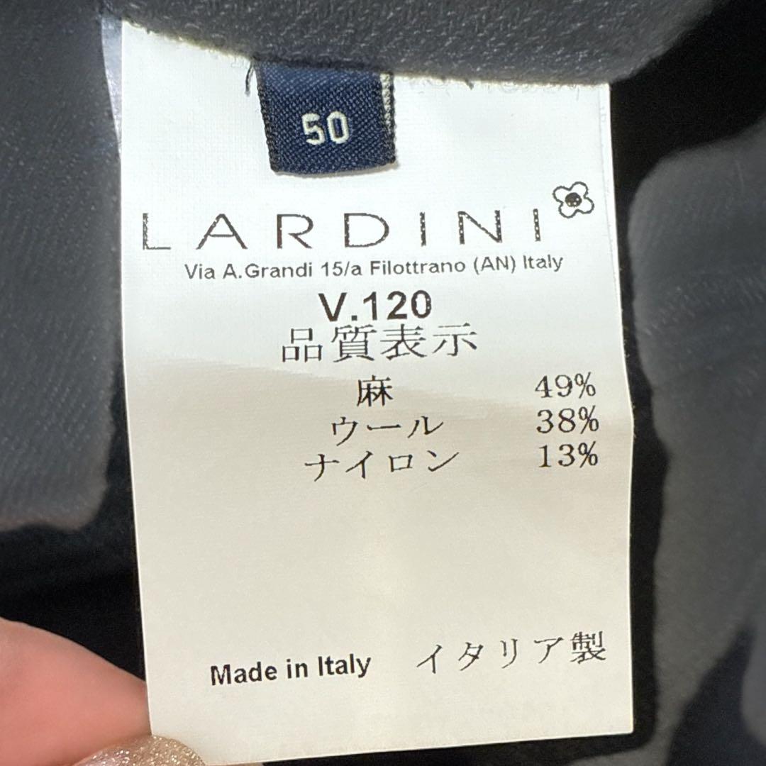 LARDINI リネンウール ジレ ベスト ブラック 50 REG