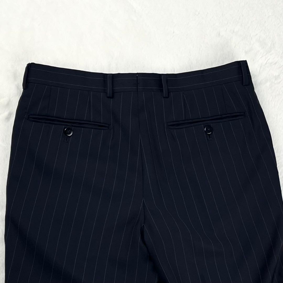 極美品 BEAMS F ピンストライプ ウール スーツ グレー 46