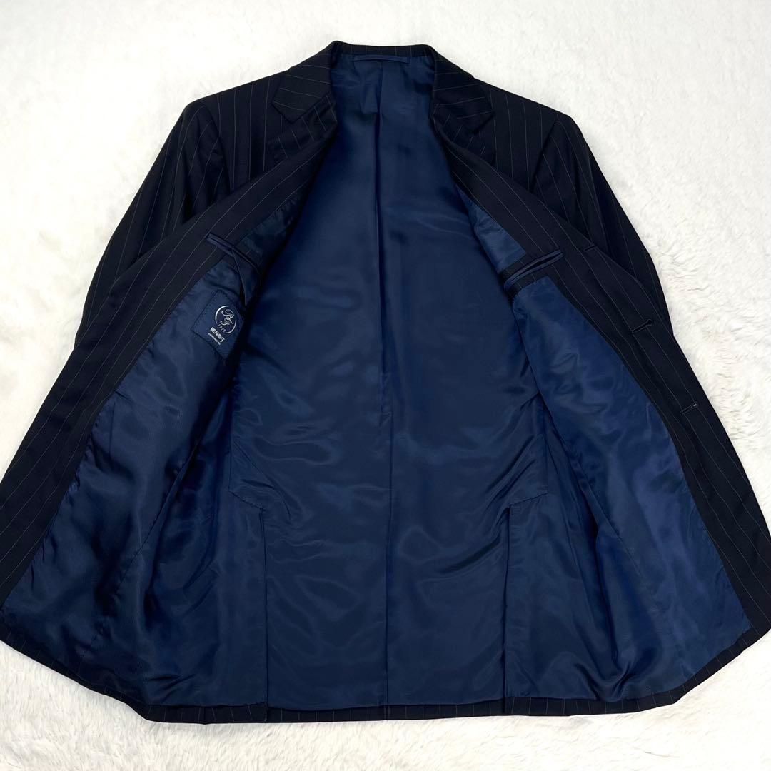 極美品 BEAMS F ピンストライプ ウール スーツ グレー 46