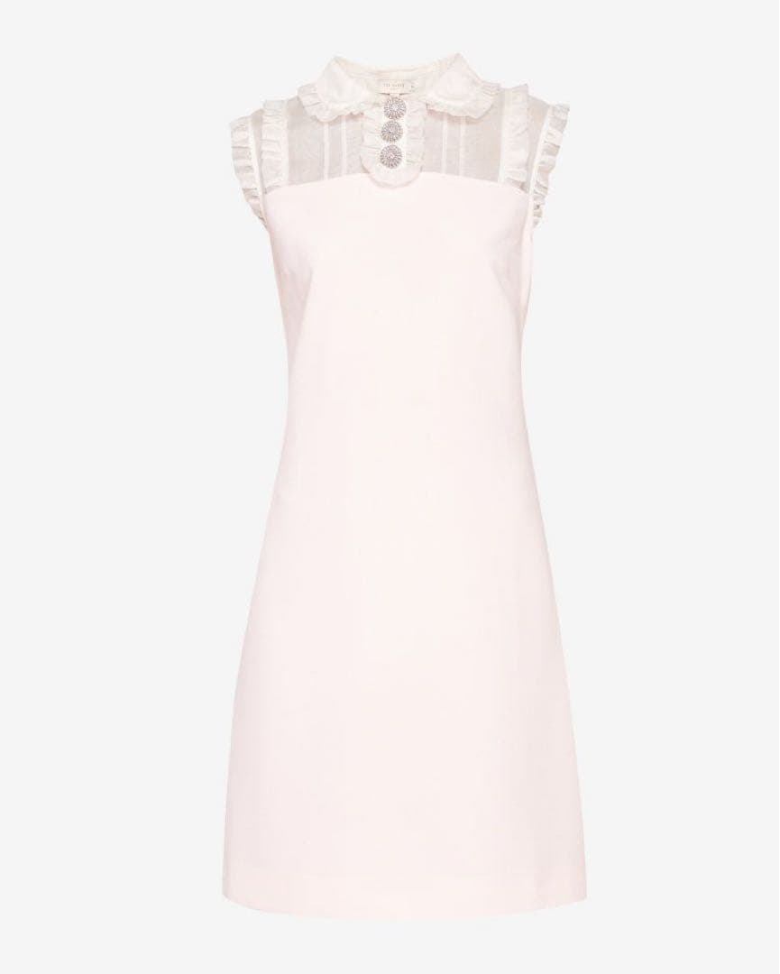 TED BAKER フリル ビジュー ノースリーブ ワンピース