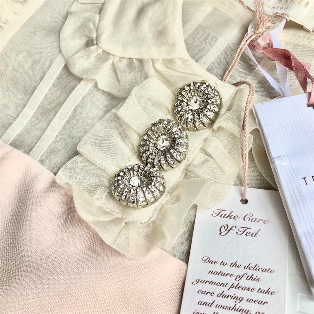 TED BAKER フリル ビジュー ノースリーブ ワンピース