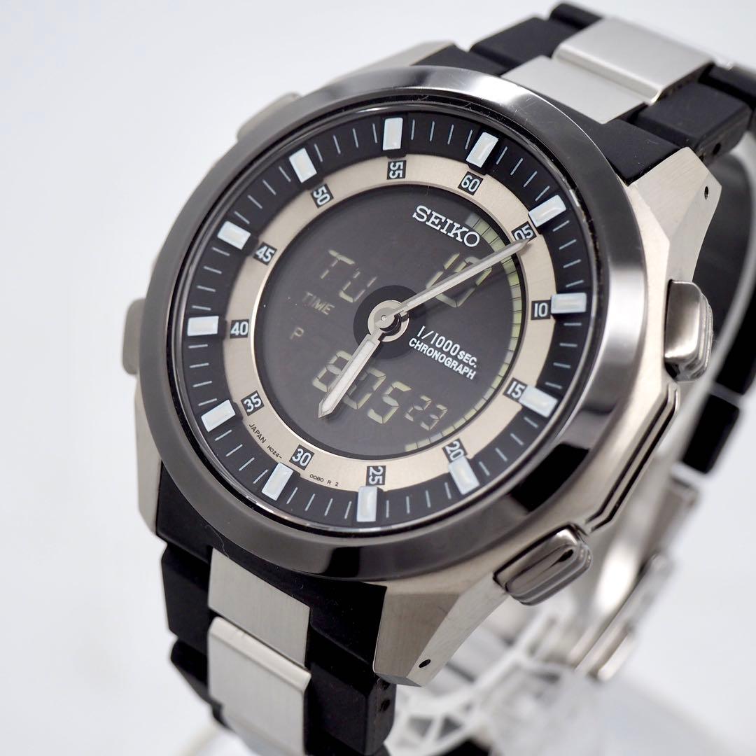 212 稼働【美品】SEIKO 時計　メンズ　イグニッション　アナデジ　チタン