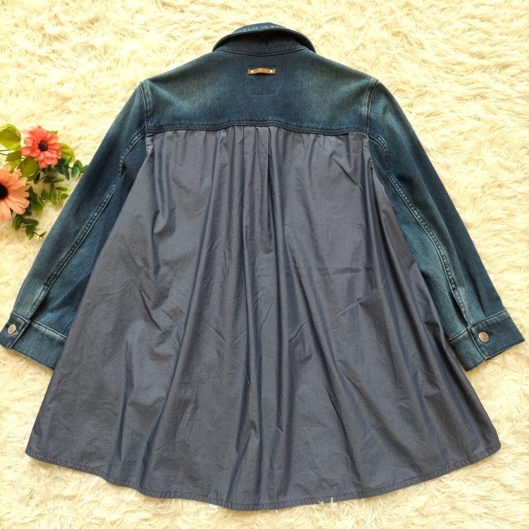 モラビト デニムジャケット 異素材　切替え　七分袖　40L