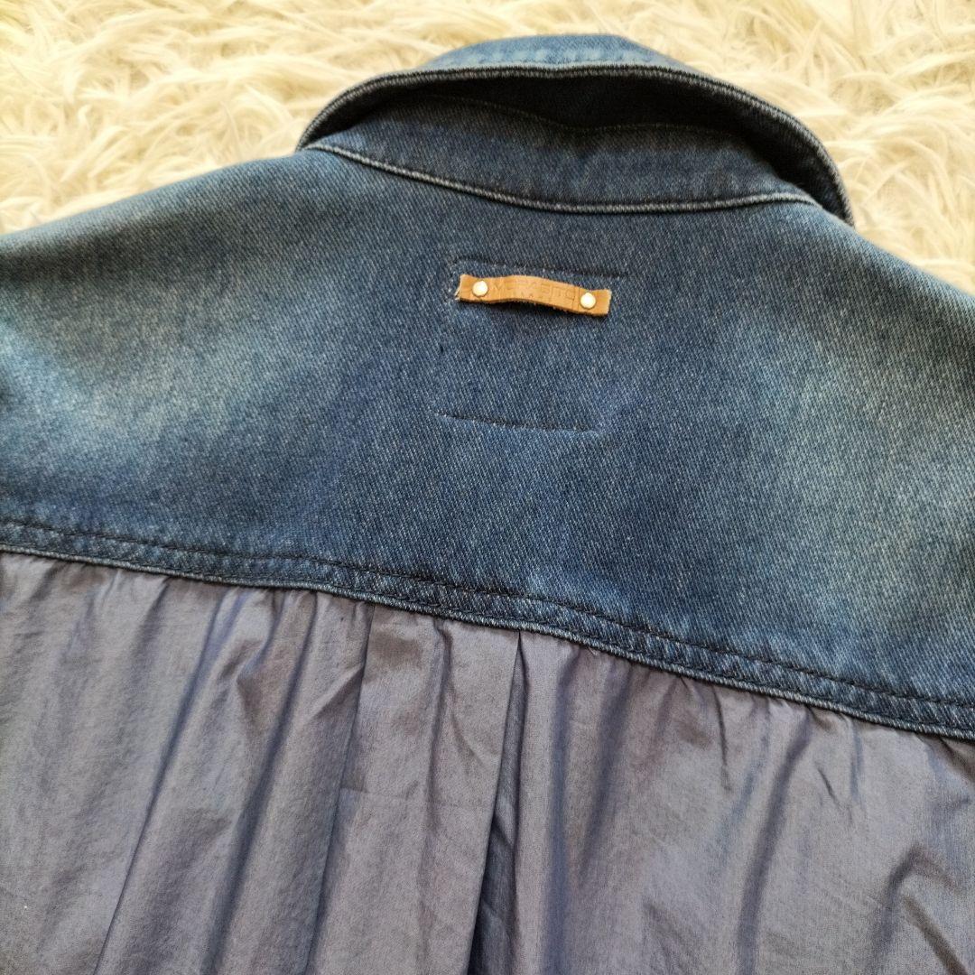 モラビト デニムジャケット 異素材　切替え　七分袖　40L