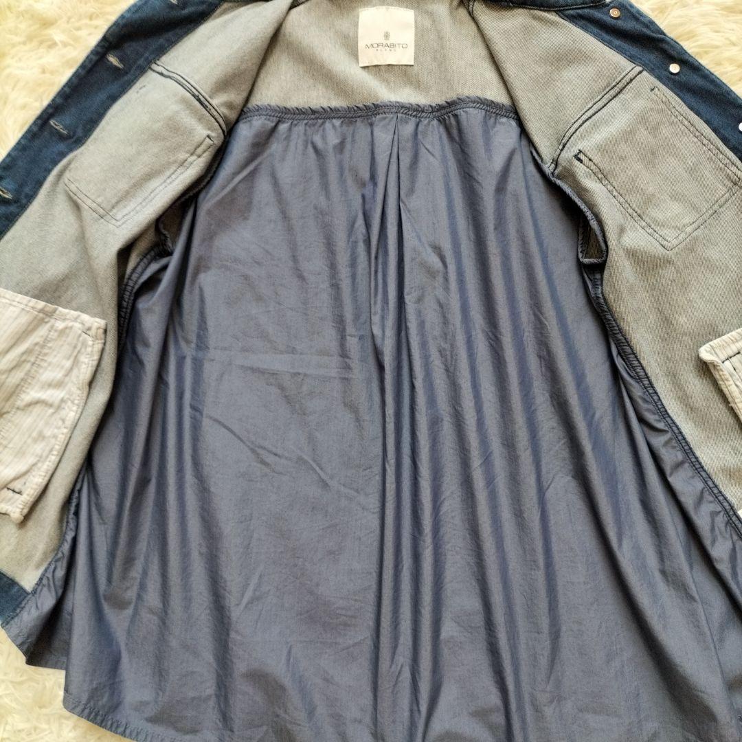 モラビト デニムジャケット 異素材　切替え　七分袖　40L