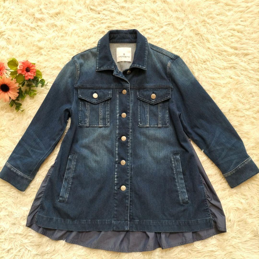 モラビト デニムジャケット 異素材　切替え　七分袖　40L