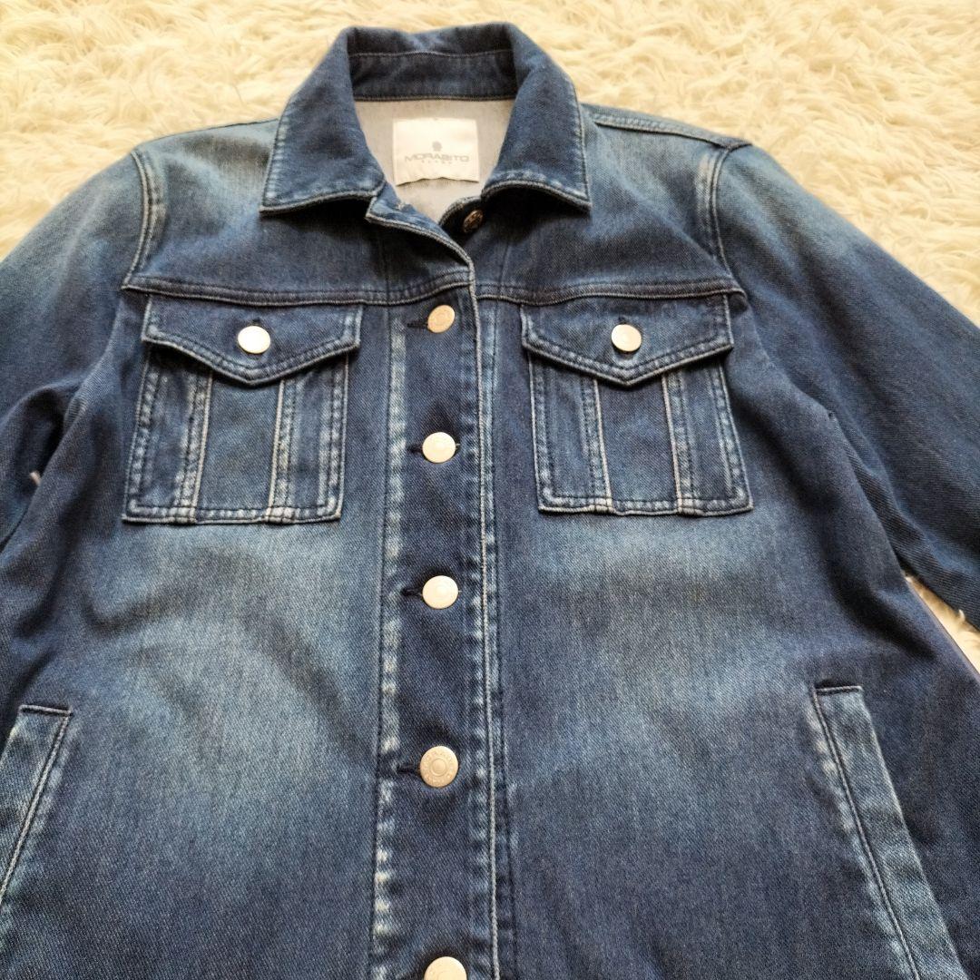 モラビト デニムジャケット 異素材　切替え　七分袖　40L