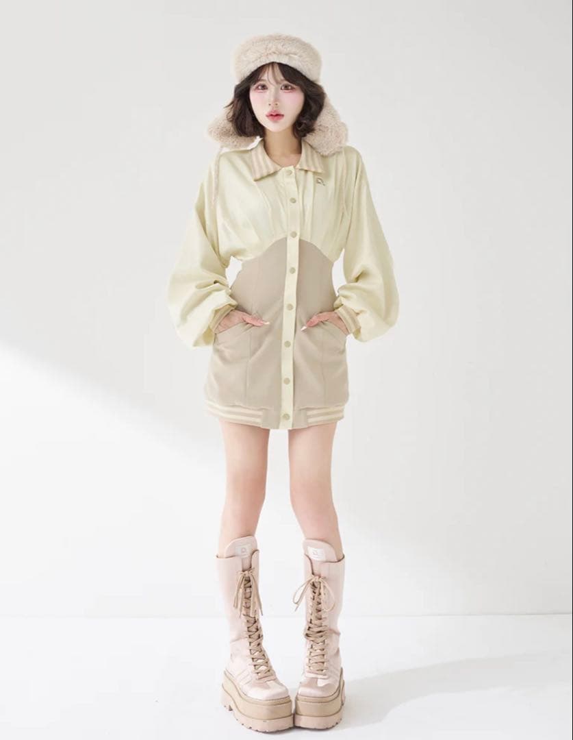 Darich ドルマンスリムスカジャンミニワンピース