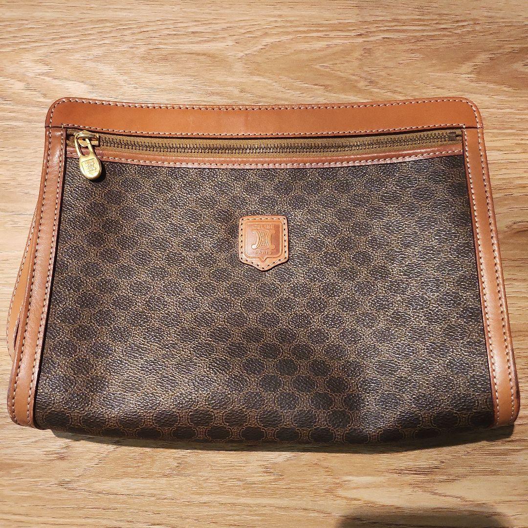 CELINE セリーヌ クラッチバック マカダムオールドセリーヌ ブラウン