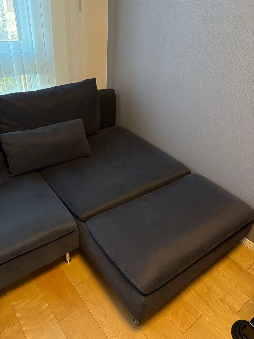 【美品】IKEA ソーデルハムン 4人掛けソファ（3人掛け＋寝椅子）ダークグレー