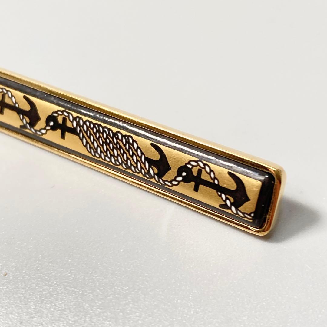 美品 エルメス エマイユ ネクタイピン 七宝焼 ゴールド ブラック